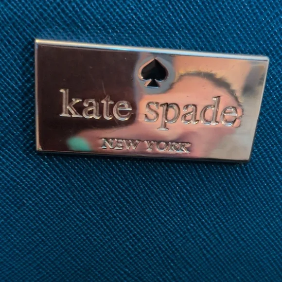 kate spade navy blue tote with gold plaque - Picture 2 of 16